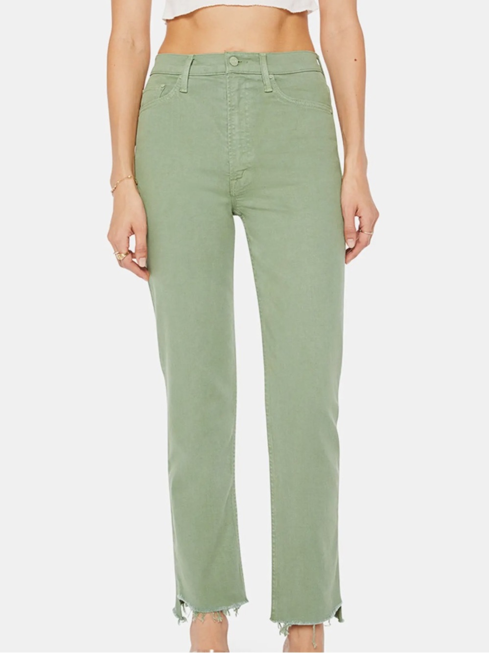 Nwt Mother Rider High Waist Step Hem Ankle Straight Leg Jeans 26